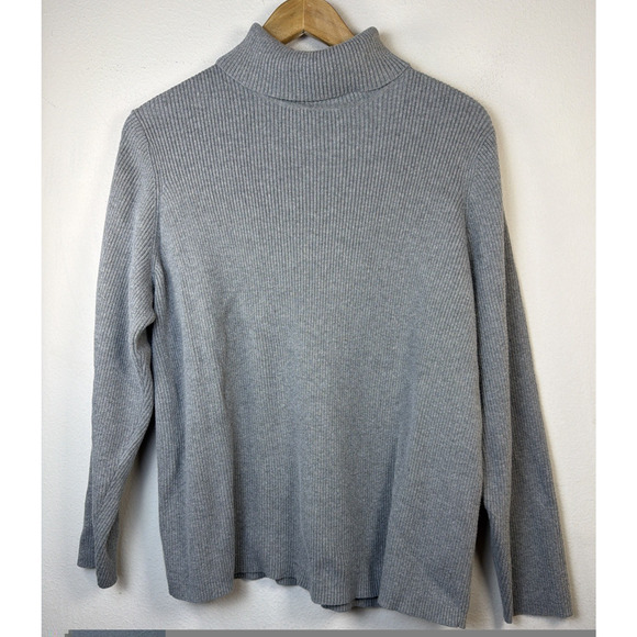 Lane Bryant 22 24 Sweater Gray Pullover Turtleneck 2x classic plus ribbed light - Picture 2 of 10